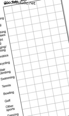 диаграма на дейност празен понеделник до неделя оживено ходене градинарство упражнение стречинг плувни спортове
